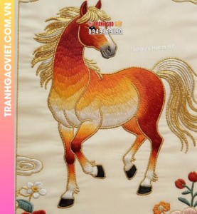 Tranh Thêu Ngựa Phong Thủy May Mắn Tài Lộc Trang Trí Không Gian Sang Trọng