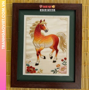 Tranh Thêu Ngựa Phong Thủy May Mắn Tài Lộc Trang Trí Không Gian Sang Trọng