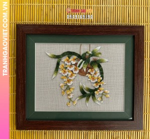 Tranh Thêu Nhành Lan Rừng Vàng Xuống Tinh Tế