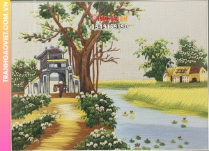Tranh Thêu Phong Cảnh Làng Quê Yên Bình