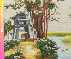 Tranh Thêu Phong Cảnh Làng Quê Yên Bình