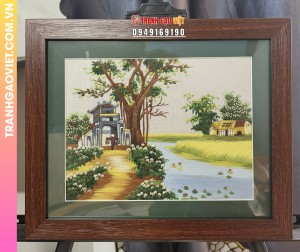 Tranh Thêu Phong Cảnh Làng Quê Yên Bình