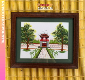 Tranh thêu tay Khuê Văn Các Văn Miếu Quốc Tử Giám Hà Nội size ngang