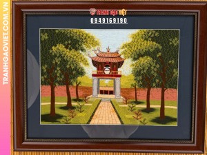 Tranh thêu tay Khuê Văn Các Văn Miếu Quốc Tử Giám size 50x65