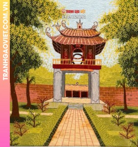 Tranh thêu tay Khuê Văn Các Văn Miếu Quốc Tử Giám size 50x65