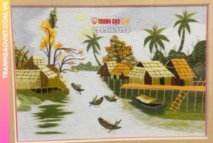 Tranh Thêu Tay Phong Cảnh Quê Hương Miền Sông Nước