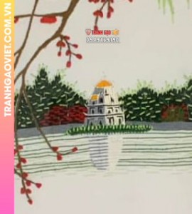 Tranh Thêu Tháp Rùa Hồ Gươm Hà Nội Đẹp