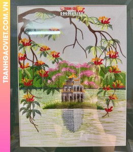 Tranh Thêu Tháp Rùa Hồ Hoàn Kiếm Nét Đẹp Thủ đô